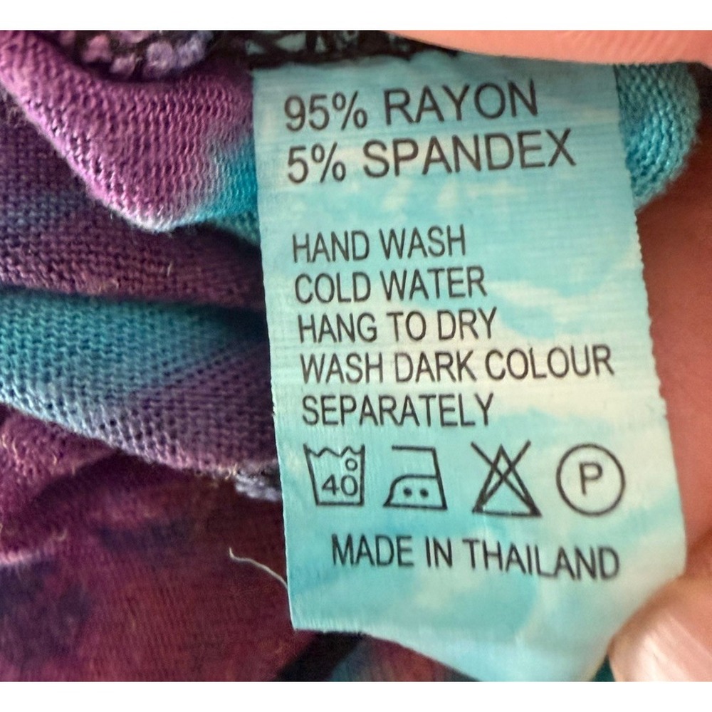 Vibrant Turquoise Multi-Color Hand-Dyed Sleeveless A-Line Sundress - Picture 7 of 8